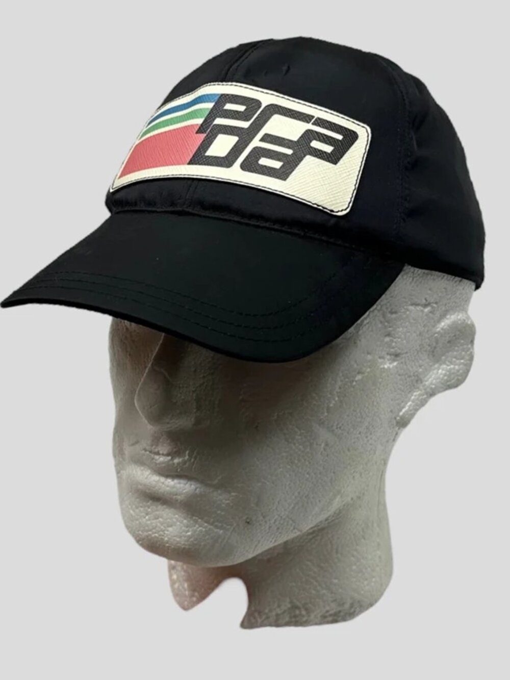 Prada 2017 Milano Saffiano Race Logo Nylon Logo Black Baseball Cap Hat M